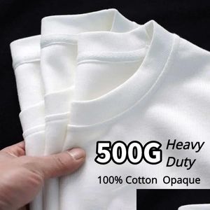 T-shirts masculins Black blanc GSM 500g Tshirt de coton pur épais
