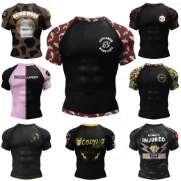 T-shirts pour hommes vierges éruptions cutanées avec votre logo conception personnalisée MMA Sportswear Polyester Spandex Shirt pour adultes