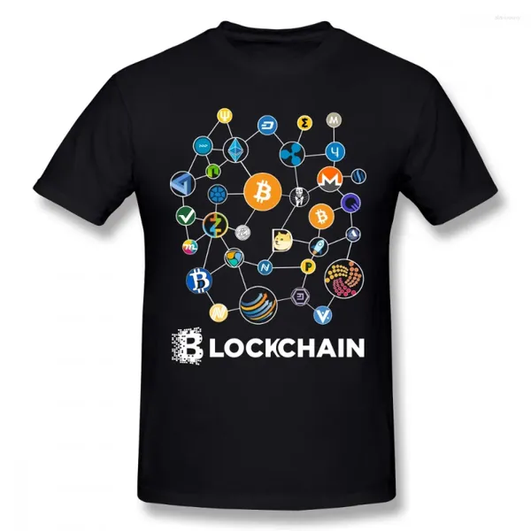 T-shirts pour hommes Blockchain BitCoin Litecoin Ripple Ethereum Crypto-monnaie Chemise pour hommes Tee Cadeau de Noël Tshirt Tissu en coton