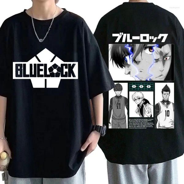 Camisetas para hombre BLUE LOCK Anime Cosplay Moda casual Camisetas deportivas para niños Estilo Hip Hop Cuello redondo Manga corta Tops blancos y negros Camisetas