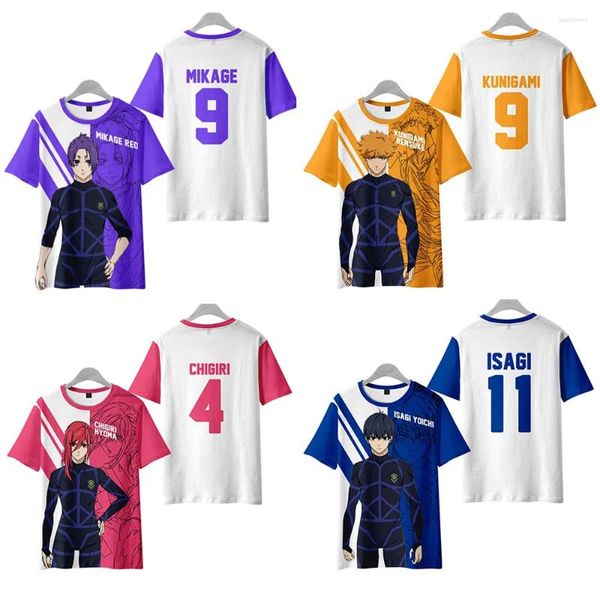 T-shirts pour hommes Blue Lock Isagi Yoichi Cosplay T-shirt Hommes / Femmes Tshirt Tee Football Football Uniforme Anime Set Costume Meguru Bachira City