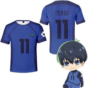 T-shirts masculins Blue Lock T-shirt Anime Football Team 3D T-shirt imprimé en vrac décontracté à manches courtes