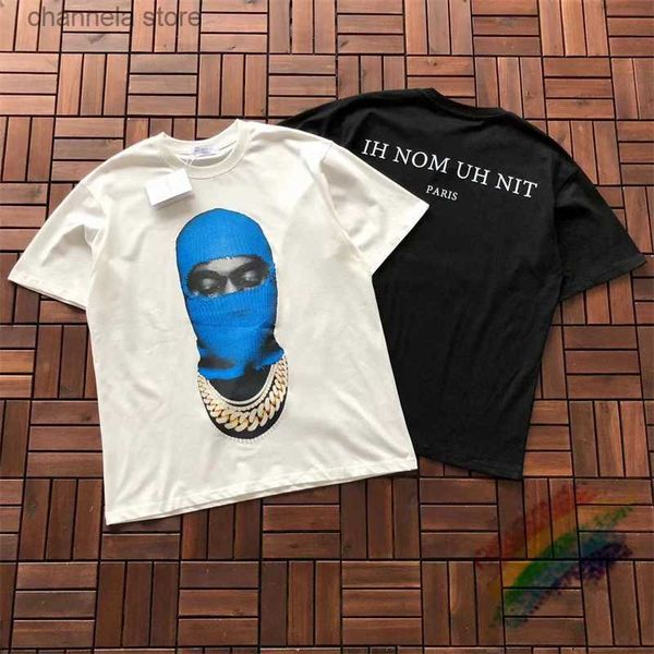 Camisetas para hombres Máscara azul Hombre Pintura IH NOM UH NIT Paris Camiseta Hombres Mujeres Alta calidad suelta Negro Blanco Manga corta T240218