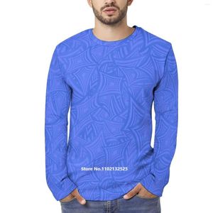 Heren t shirts blauw vorm patroon mannen met lange mouwen shirt 3d print water graphics mode lichtgewicht streetwear tops t -shirts