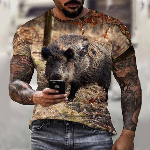 Hommes t-shirts sanglier T-shirt hommes Camouflage chasse mode rue à manches courtes vêtements Animal sauvage 3D été T-shirt décontracté