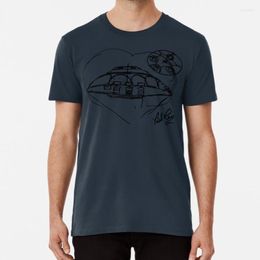 Heren T -shirts Bob Lazar's Flying Saucer Sketch Shirt Lazar Area 51 en