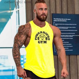 Heren T-shirts Bodybuilding kleding fitnessvest heren sportvest gym workout mouwloos shirt T230601