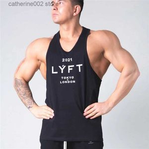 T-shirts pour hommes Bodybuilding Stringer Débardeur à col rond Débardeur en coton noir pour hommes