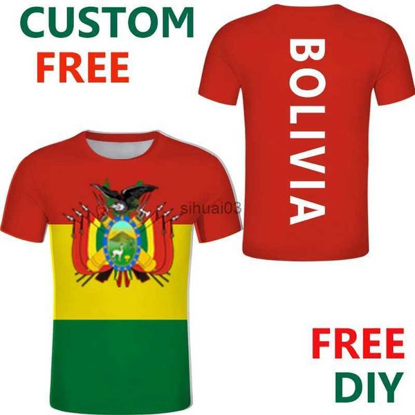 T-shirts pour hommes Bolivie T-shirt personnalisé gratuit Ay-mar Quechua Texte Croix-Rouge Bolivienne Conmebol T-shirt Chuquisaca Drapeau Jeunesse Football Jersey