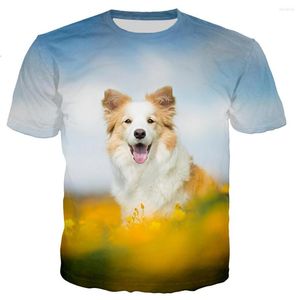 Camisetas para hombre, Border Collie, hombres/mujeres, Camiseta con estampado de perros y animales en 3D, camisetas casuales de moda estilo Harajuku, camisetas de calle Unisex