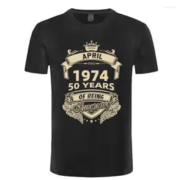 T-shirts pour hommes nés en 1974, 50 ans d'être une chemise géniale janvier février avril mai juin juillet août septembre octobre novembre décembre