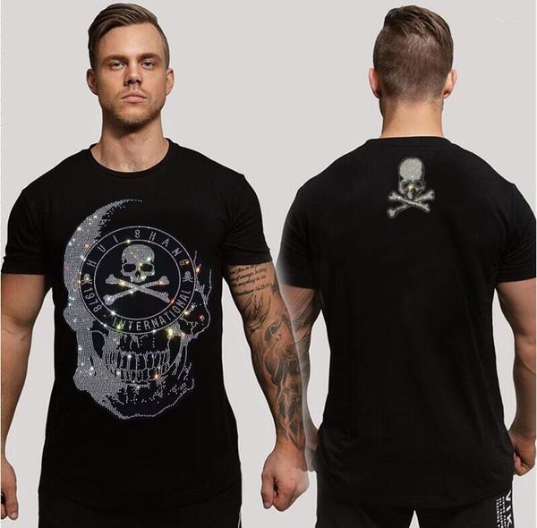 T-shirts pour hommes BORUNKE marque hommes T-Shirts 100 coton Design strass T-shirt de luxe à manches courtes T-shirts hauts chemise