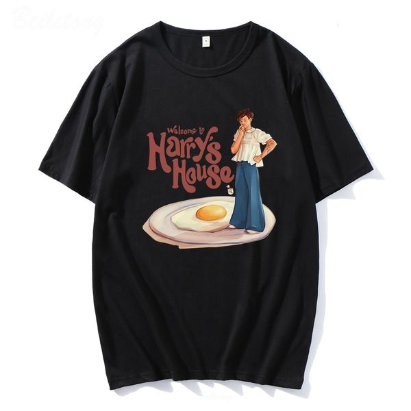 Camisetas Masculinas Boy Thinking House T-Shirt 100% Algodão Capa de Álbum Musical Café da Manhã Ovos Estampado Tops Masculino/Feminino Summer Funny Tees Harajuku O-Neck 230606