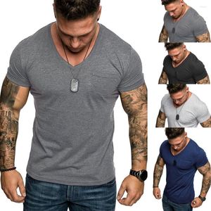 Heren t shirts boy v-neck pocket gestreepte patroon casual mode revers revers short mouw t-shirt blouse