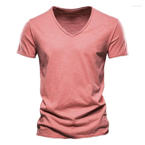 T-shirts pour hommes Garçons Coloré Été Tshirt Oversize Hommes Coton À Manches Courtes Col V Top Bleu Vert Mince T-shirt Plus Taille XXXL T-shirt