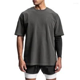 T-shirts pour hommes garçons plus taille été coton t-shirt à manches courtes lavé en détresse t-shirt surdimensionné homme décontracté vintage lâche sport t-shirt