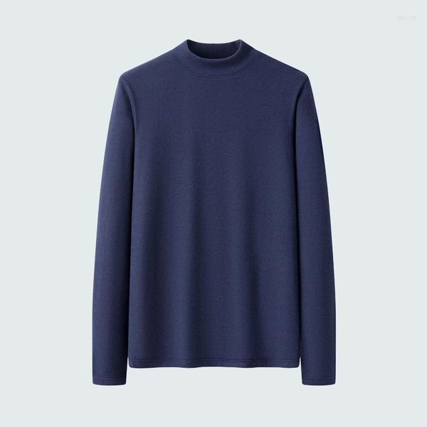 Camisetas para hombre, camisetas para niños, camiseta azul de manga larga, camiseta de invierno de gran tamaño, camiseta interior informal cálida de cuello redondo, camiseta de punto de estambre 3xl 4xl