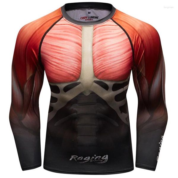 T-shirts pour hommes marque impression 3D gymnases à manches longues chemise de Compression hommes T-shirts à séchage rapide MMA Fitness hauts T-shirts Rashgard Rash Guard