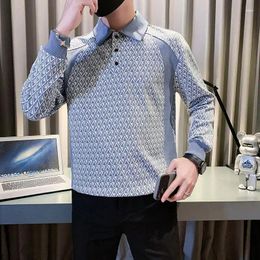 T-shirts pour hommes Marque Automne Plaid Polo Sweatshirts Hommes Mode coréenne Manches longues Casual Pull Business Social Streetwear Vêtements 2024
