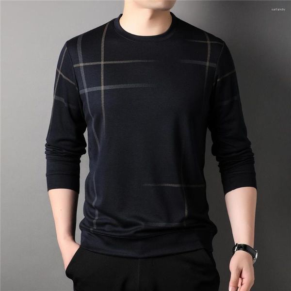 T-shirts pour hommes Marque Classique O-cou Chemise à manches longues Hommes Vêtements Printemps Arrivée Top Streetwear Casual T-shirt doux Homme Z5137