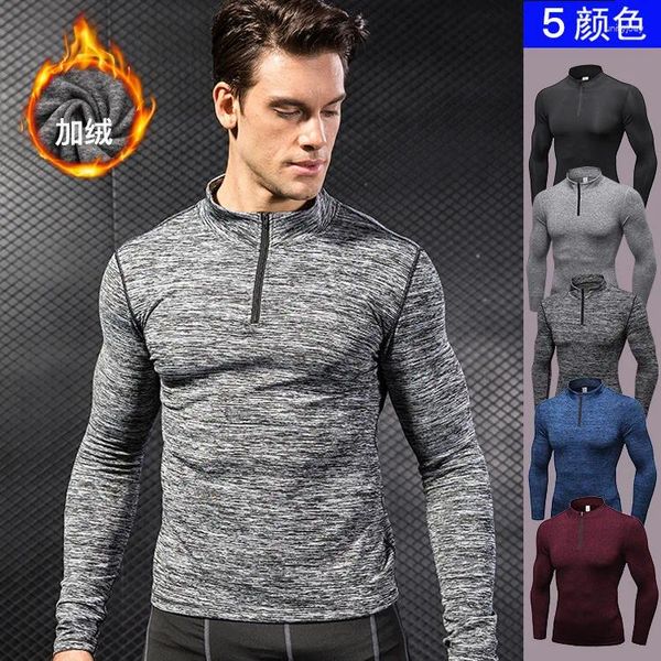 Camisetas de marca para hombre, camisa de compresión para Fitness, camisetas ajustadas de manga larga para culturismo de invierno, camiseta ajustada para gimnasio