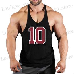 T-shirts masculins Brand Gym Vêtements Cotton Singlets No.10 24 Bodybuilding Stringer Top Top Men Muscle Muscle Guys Slveless Vest Tanktop T240419