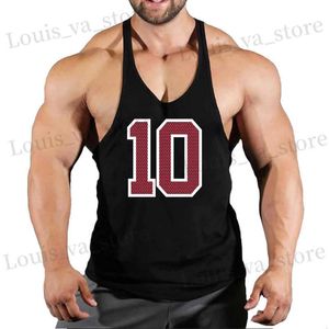 T-shirts T-shirts Gym Kleding Katoen Singlets No.10 24 Bodybuilding Stringer tanktop Men Shirt Muscle Guys Slveless Vest Tankop T240419