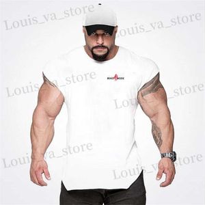 T-shirts masculins Brand Gym Stringer Top Top Men Body Body Body Cotton Cotton Slveless Man Homme Viete à capuche Sanglet Sports de sport Tanktop T240419