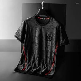 T-shirts pour hommes marque haut de gamme luxe Europe T-shirt à manches courtes pour hommes 2023 été tendance Jacquard décontracté demi ample grand haut