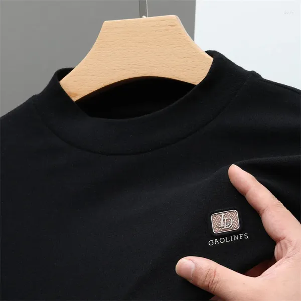 T-shirts pour hommes marque de haute qualité coton de haute qualité brodé à manches longues à manches longues en velours double face