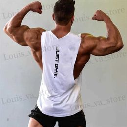 T-shirts voor heren alleen gym kledinghoenkanten Snijd afgebroken t-shirts vallen armgaten bodybuilding tanktops workout sluleloze vest T240411