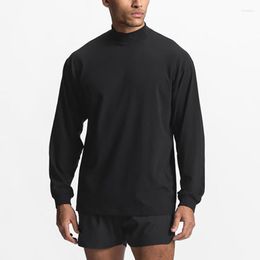 Camisetas de marca para hombre, camisetas de culturismo de manga larga a la moda para gimnasio de Color sólido para correr, camiseta deportiva transpirable de otoño e invierno