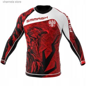 Camisetas para hombres Brand New BJJ MMA WorkOut Compresión Rashguard T Shirt Hombres Ejecución Ejercicio 3D Fitness Tight Gym Bodybuild Cross Fit Rash Guard T231010