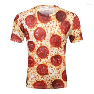 Heren t shirts merk pizza shirt heren 3d t-shirt food graffiti bedrukte t-shirt grappige fit sexy heren kleding casual top 2023