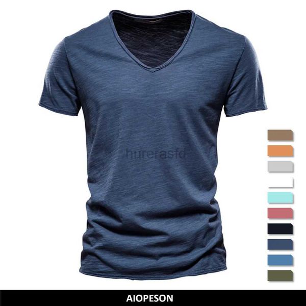 T-shirts masculins Brand Qualité 100% coton T-shirt V-Neck Fashion Design Slim Fit Soild T-shirts Mâle T-T-T-T-T-SEURS CHIRT CHIRT POUR MEN 2445
