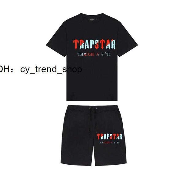 T-shirts pour hommes Marque Trapstar Vêtements T-shirt Survêtement Ensembles Harajuku Tops Tee Drôle Hip Hop Couleur t-shirt Plage Casual Shorts Se1