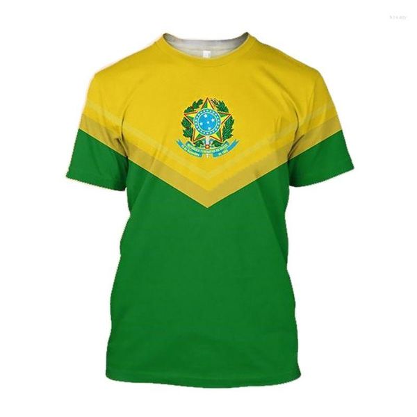 Camisetas para hombres Brasil para hombres Bandera 3D Imprimir Ropa para hombre fresca O Cuello Moda Media manga Tops de gran tamaño Camisetas