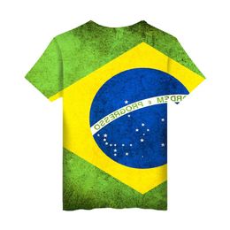 T-shirts pour hommes drapeau national du brésil hommes / femmes mode 3D t-shirt hauts courts impression de haute qualité brésilien décontracté hommes hommes