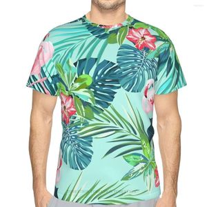 Camisetas para hombre, camisetas de verano con flamencos verdes brillantes para hombre, camiseta holgada de poliéster con estampado 3D, ropa transpirable de manga corta de secado rápido