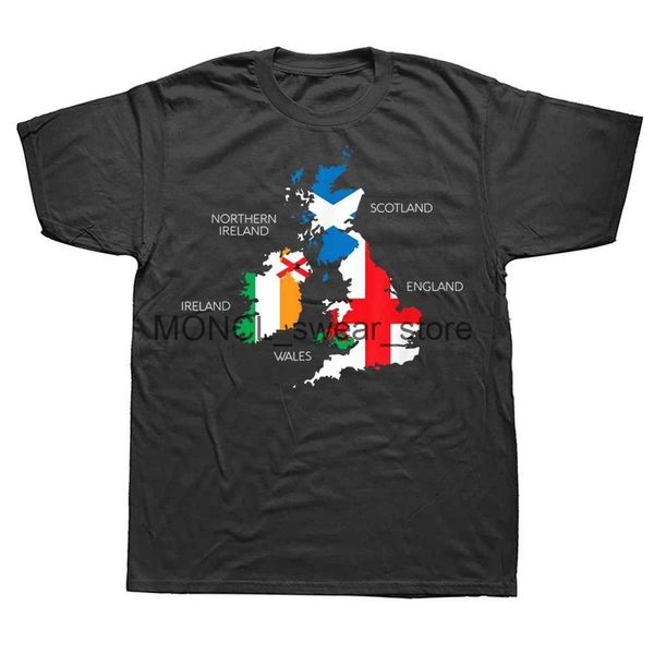 T-shirts masculins British Irlande Scotland Wales Angleterre Carte T-shirts graphiques Coton Strtwear Crows d'anniversaire Slve T-shirt Summer Men H240506