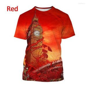 T-shirts pour hommes British London Big Ben imprimé chemise à manches courtes hommes et femmes horloge décontractée tour bâtiment streetwear haut