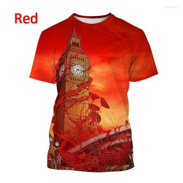 T-shirts pour hommes British London Big Ben imprimé chemise à manches courtes hommes et femmes horloge décontractée tour bâtiment streetwear haut