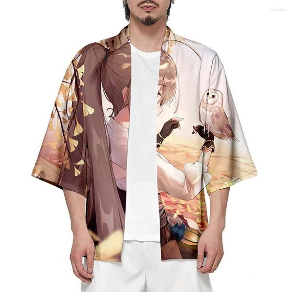 Camisetas para hombre BSLNXNMA Harajuku Nanashi Mumei 3D impreso kimono verano mujeres/hombres casual manga corta streetwear