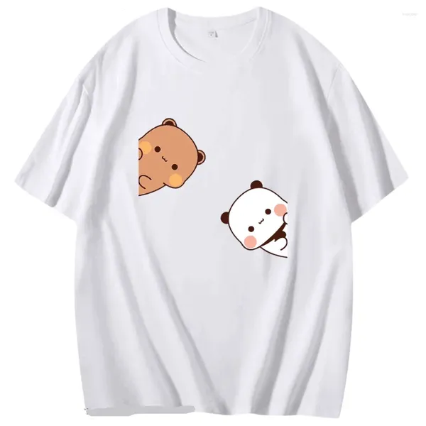 Camisetas para hombre, camiseta Bubu Dudu, camisetas para parejas, oso Panda de dibujos animados, camisetas de verano para mujeres/hombres, Camiseta de algodón Kawaii, camisetas coreanas Harajuku Casual