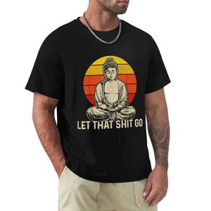 T-shirts masculins Médicament Bouddha Let It Go Vintage Funny Yoga Gift T-shirt Top Boys Hippie Clothing Mens Heavy Duty T-shirtl2405
