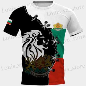 T-shirts masculins Bulgarie et enfants T-shirt universel T-shirt National Emblem Imprimez Sumon Office Short Slve Casual Shirt Surdimension Tops Vêtements T240419