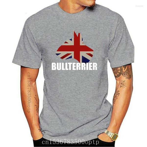 T-shirts pour hommes Bullterrier Head Logo GB Drapeau Lettre blanche Chemise de chien Conception Tee Col rond Photos Anti-rides respirant