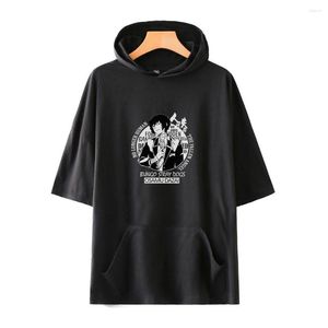 T-shirts pour hommes Bungo chiens errants mode à capuche unisexe été à manches courtes T-shirts Anime décontracté Streetwear vêtements