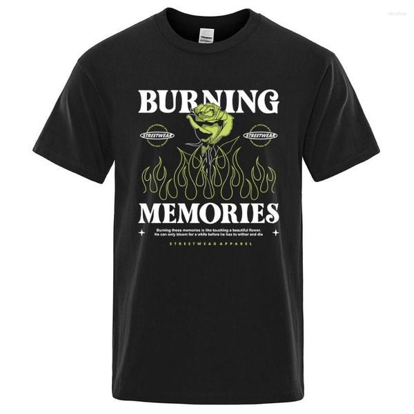 T-shirts pour hommes Burning Memories Belle Fleur Hommes Mode Lâche T-shirt Été Surdimensionné Tee Haute Qualité Respirant Coton Tops