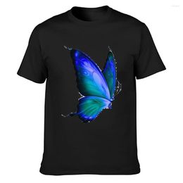 T-shirts pour hommes Papillons Chemise bleue Cadeau unique O-Neck Style personnalisé Unisexe Coton Été